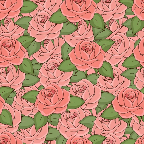 Rosa Rosas Sem Costura Padrão Desenho Mão Ilustração Vetorial Botões — Fotografia de Stock