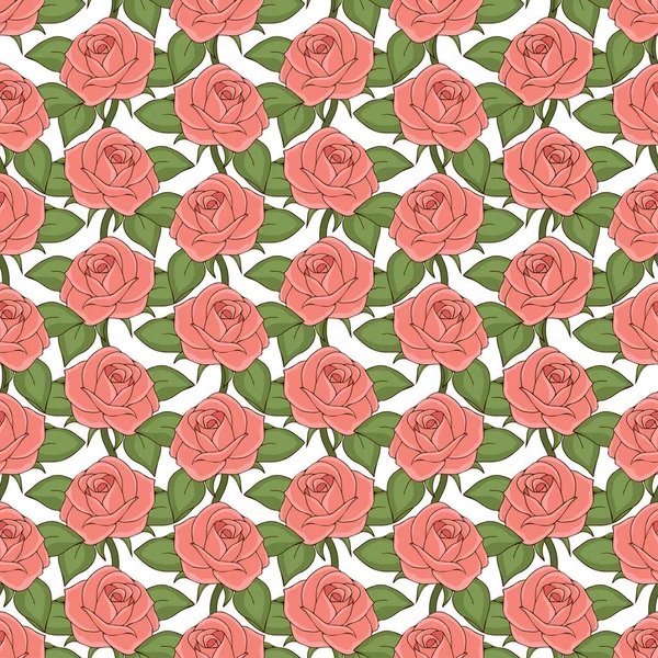 Rosa Rosen Nahtloses Muster Handzeichnung Vektorillustration Gezeichnete Blütenknospen Mit Zartrosa — Stockfoto