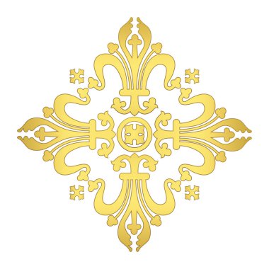 Victoria tarzı klasik altın barok süsü, pahalı dekoratif tasarım unsuru, lüks oryantal desen, antika İtalyan kumaşı iz sürme, rokoko romantik dekorasyonu, izole edilmiş vektör çizimi.