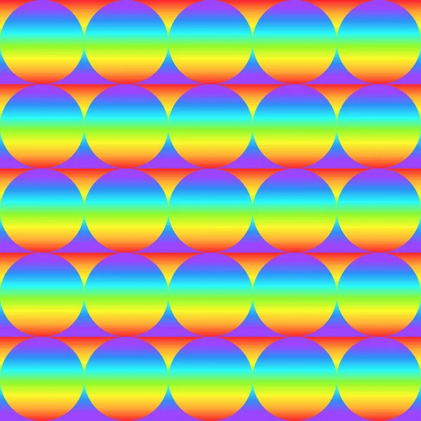 Geometrisches nahtloses Muster mit vielfarbigen Quadraten und Kreisen, abstraktes Ornament in Regenbogenfarbe, grafische Prismenstruktur. Dekorative Geometrie Hintergrund, bunte Oberfläche. Vektorillustration — Stockfoto