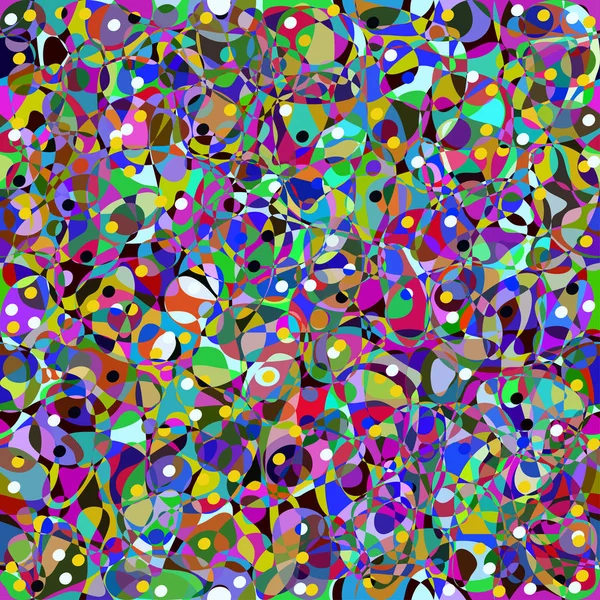 Радужный многоцветный абстрактный пятнистый бесшовный рисунок, фон из геометрических фигур. Красочная яркая текстура различных форм для творческого оформления ткани, обоев, гравюр. Векторная иллюстрация — стоковое фото