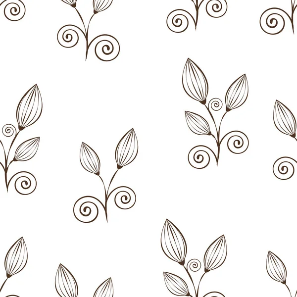 Abstraktní Květiny Bezešvé Vzor Černobílý Obrys Ruční Kresba Lineární Ilustrace — Stock fotografie