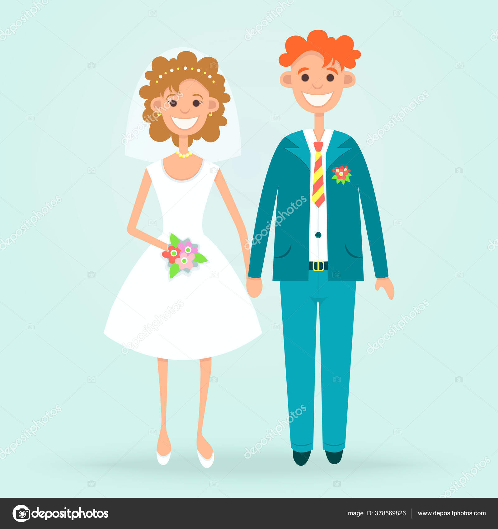 Dibujo Plano Novia Novio Personaje Dibujado Dibujos Animados Ilustracion Vectorial Foto De Stock C Eva Che 378569826