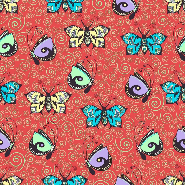 Abstrakte Schmetterlinge Nahtlose Muster Handzeichnung Textildruck Vektorillustration Gemusterte Bunte Pastellinsekt — Stockfoto