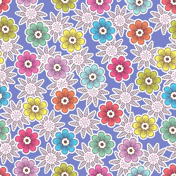 Doodle Flowers Seamless Pattern Colorful Floral Background Multicolor Bright Buds — Stock Photo, Image