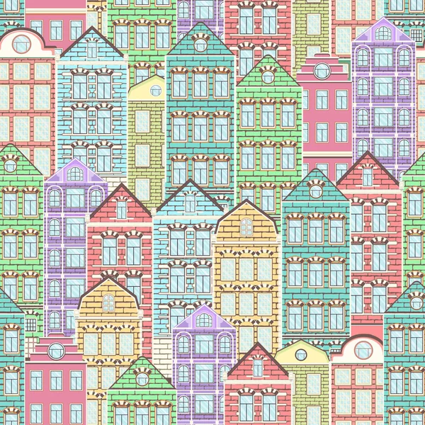 Maisons Colorées Motif Sans Couture Fond Ville Paysage Urbain Maison — Photo