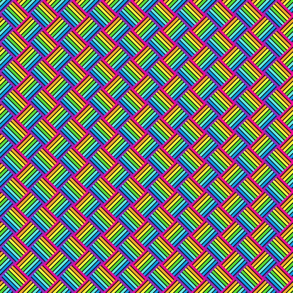 Geometric Seamless Pattern Multicolored Cross Lines Rainbow Colors Braided Ornament — Stock Photo, Image