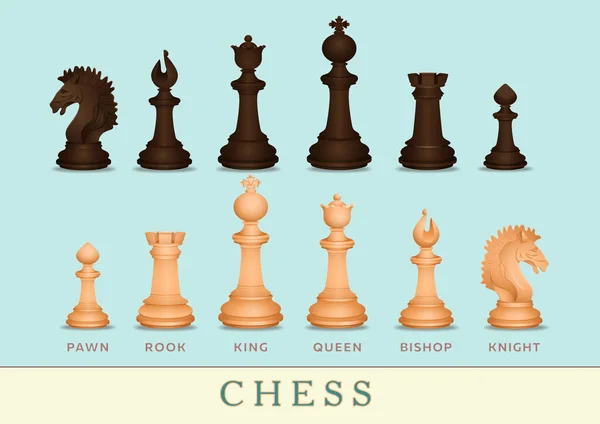 Conjunto de peças de xadrez preto realista. rei, rainha bispo e