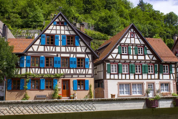 Casas Meia Madeira Histórica Spitalstrasse Schiltach Floresta Negra Baden Wurttemberg — Fotografia de Stock