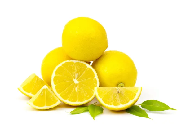 Limoni Freschi Isolati Fondo Bianco — Foto Stock