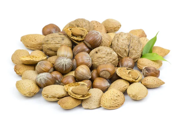 Lots Nuts Isolated White Background — Stock Photo, Image