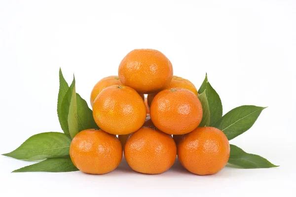 Fresh Tangerines Isolated White Background — Stock Photo, Image