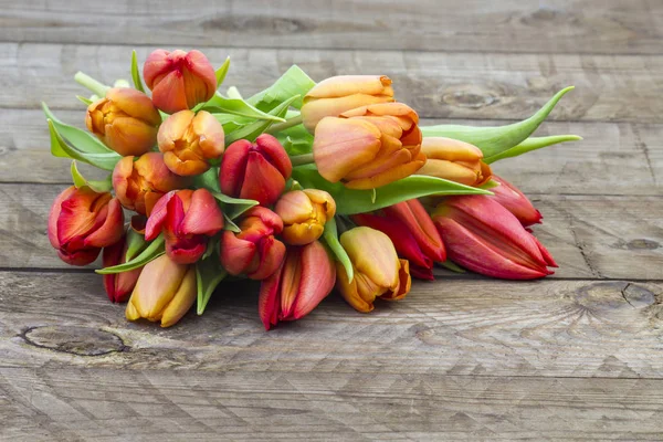 Tulips Wooden Background — Stock Photo, Image