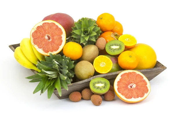 Frutta Fresca Vassoio Legno — Foto Stock