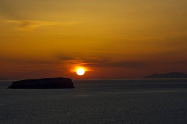 Akrotiri, Santorini, Yunanistan 'da gün batımı