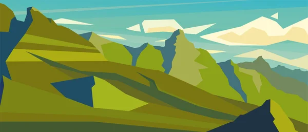 Picos de montaña de fondo paisaje moderno. Ilustración vectorial . — Vector de stock