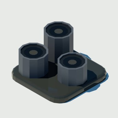 Düşük poli biyometrik üçlü kamera. Vektör 3d illüstrasyon