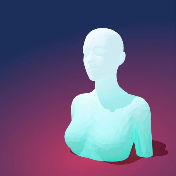 Vector low poly female torso with head — Stock Vector