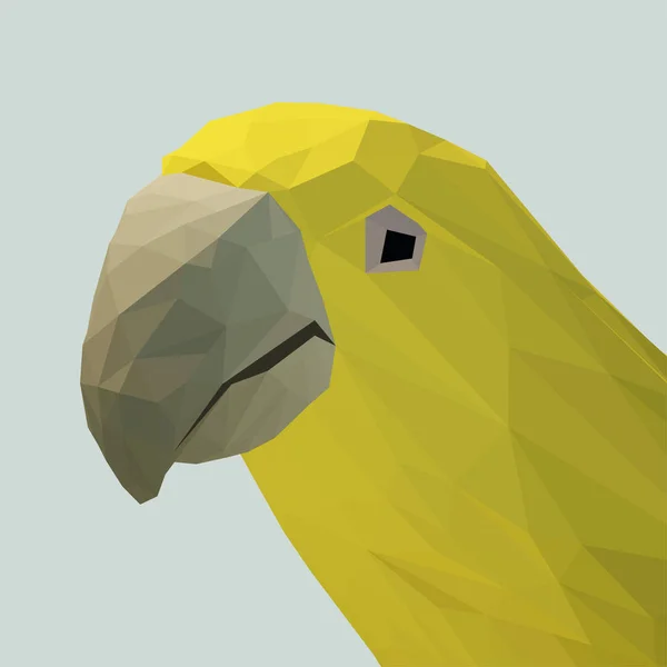 Perroquet vectoriel polygonal jaune-vert sur un support de support — Image vectorielle