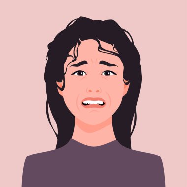 Üzgün bir kadının portresi. Sosyal ağlar için Avatar.
