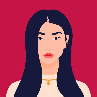 Asyalı bir kızın Avatar 'ı. Mutlu doğu öğrencileri..