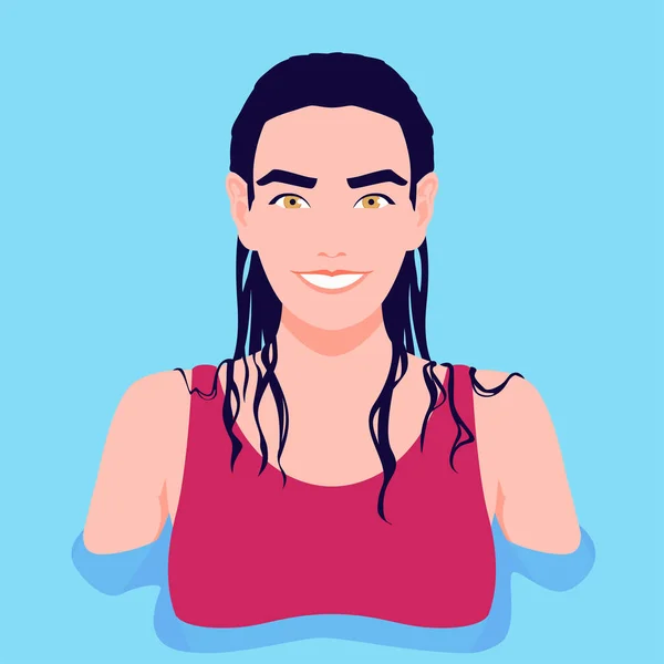 Egy vizes hajú nő portréja a vízben. — Stock Vector