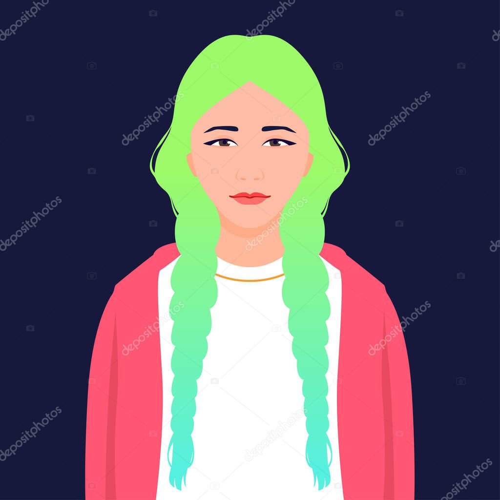 Avatar of an Asian girl with colored hair