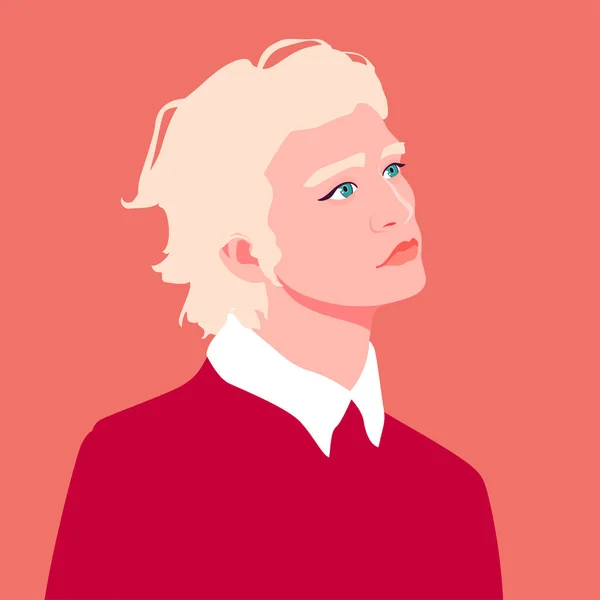 Retrato de un joven con el pelo rubio rizado — Vector de stock