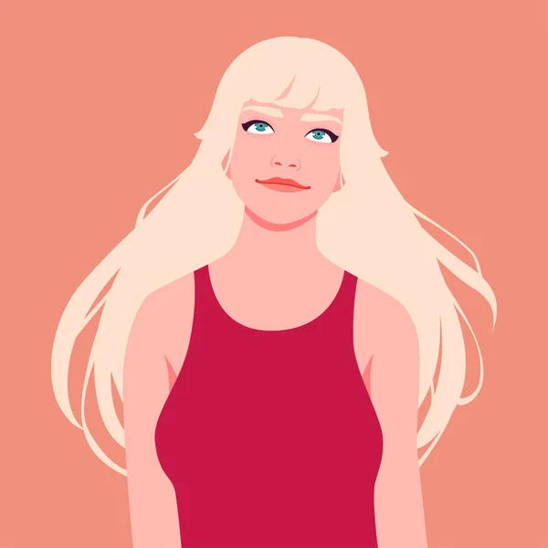 Portret van een jonge vrouw met lang blond haar — Stockvector