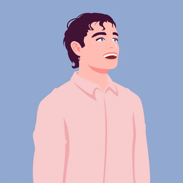 Retrato de um funcionário de escritório em uma camisa rosa —  Vetores de Stock