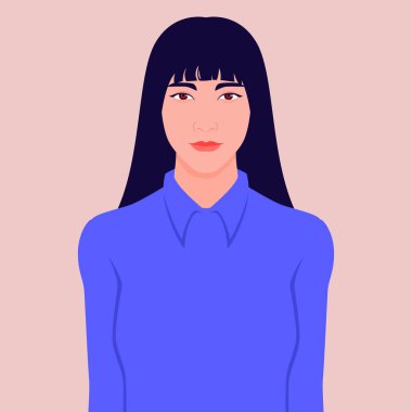 Gömlekli mutlu bir Asyalı kızın portresi.