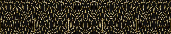 Art Deco Deseni. Dikişsiz siyah ve altın arka plan. Lüks dantel süs. Retro geometrik tasarım. 1920-30'lu motifler. Lüks vintage illüstrasyon
