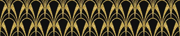 アールデコ調の模様。シームレスな黒と金の背景。豪華なレースの装飾品。レトロな幾何学的なデザイン。1920-30年代のモチーフ。豪華なヴィンテージイラスト — ストック写真