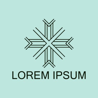 Lüks antika art deco monokrom hipster minimal geometrik vintage doğrusal vektör logo şablonu