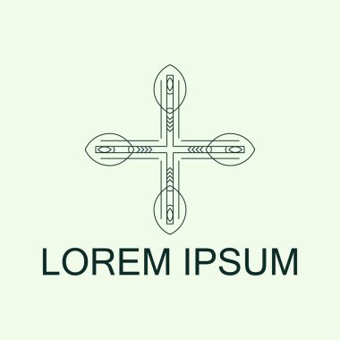 Lüks antika art deco monokrom hipster minimal geometrik vintage doğrusal vektör logo şablonu