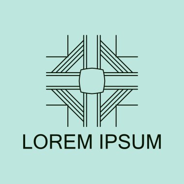 Lüks antika art deco monokrom hipster minimal geometrik vintage doğrusal vektör logo şablonu