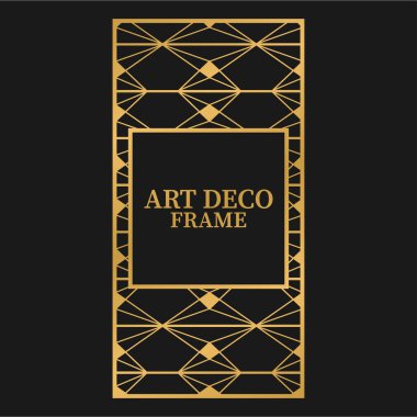 Altın süslemeli sanat deco çerçeve. Vektör illüstrasyonu