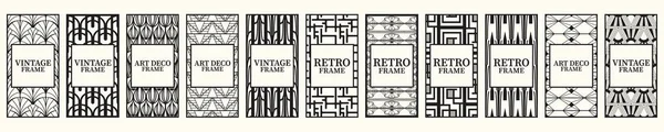 Zwarte frames op een witte achtergrond. Retro frame met luxe ornament. Vintage decoratieve randen in art deco stijl. Vectorillustratie — Stockvector