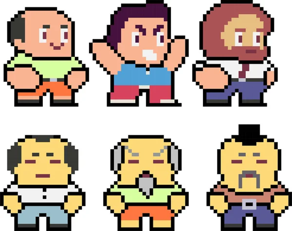 Conjunto de divertidos personajes de píxeles — Vector de stock