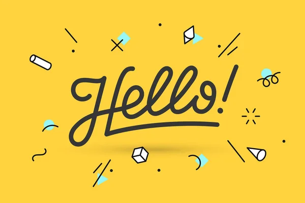 Hallo Belettering Voor Spandoek Poster Sticker Concept Met Tekst Hello — Stockvector