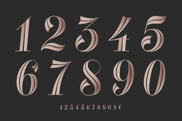 Fonte Numbers Fonte Classique Élégante Chiffres Design Géométrique Contemporain Belle — Image vectorielle