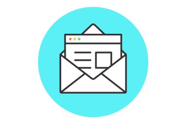 Yeni açık posta zarf simgesi. Beyaz posta zarf ve mektup veya simge dosyası. E-posta simgesini veya iletisini. Açık posta zarf simgesi. Vektör çizim