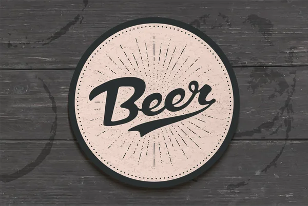 Sottobicchiere Birra Con Scritta Mano Birra Disegno Monocromatico Vintage Bar — Vettoriale Stock