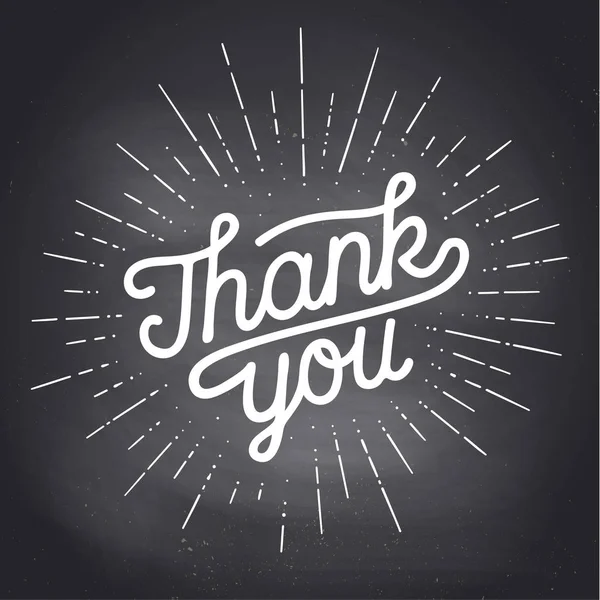 Thank You Hand Lettering Thank You Sunburst Vintage Chalk Graphic — Stock Vector