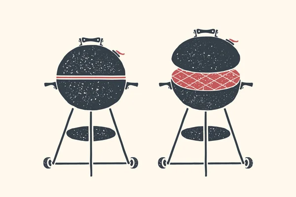 Barbecue Grill Poster Barbecue Barbecue Strumenti Grigliare Una Serie Cose — Vettoriale Stock