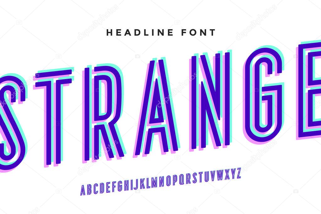 Strong trendy industrial inline condensed font for creative design 