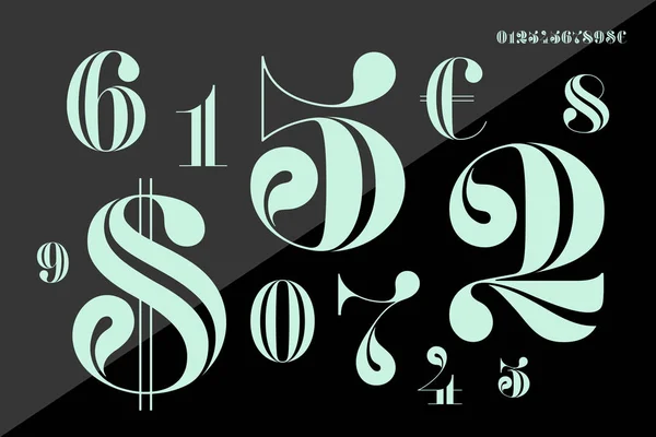 클래식에서 번호의 Didot Didone 스타일 기하학적 디자인으로 프랑스 우아한 달러와 — 스톡 벡터