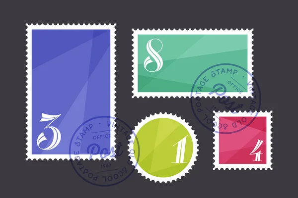 Postzegel Set Van Postzegel Collectie Vierkant Cirkel Rechthoekige Postzegels Sjabloon — Stockvector
