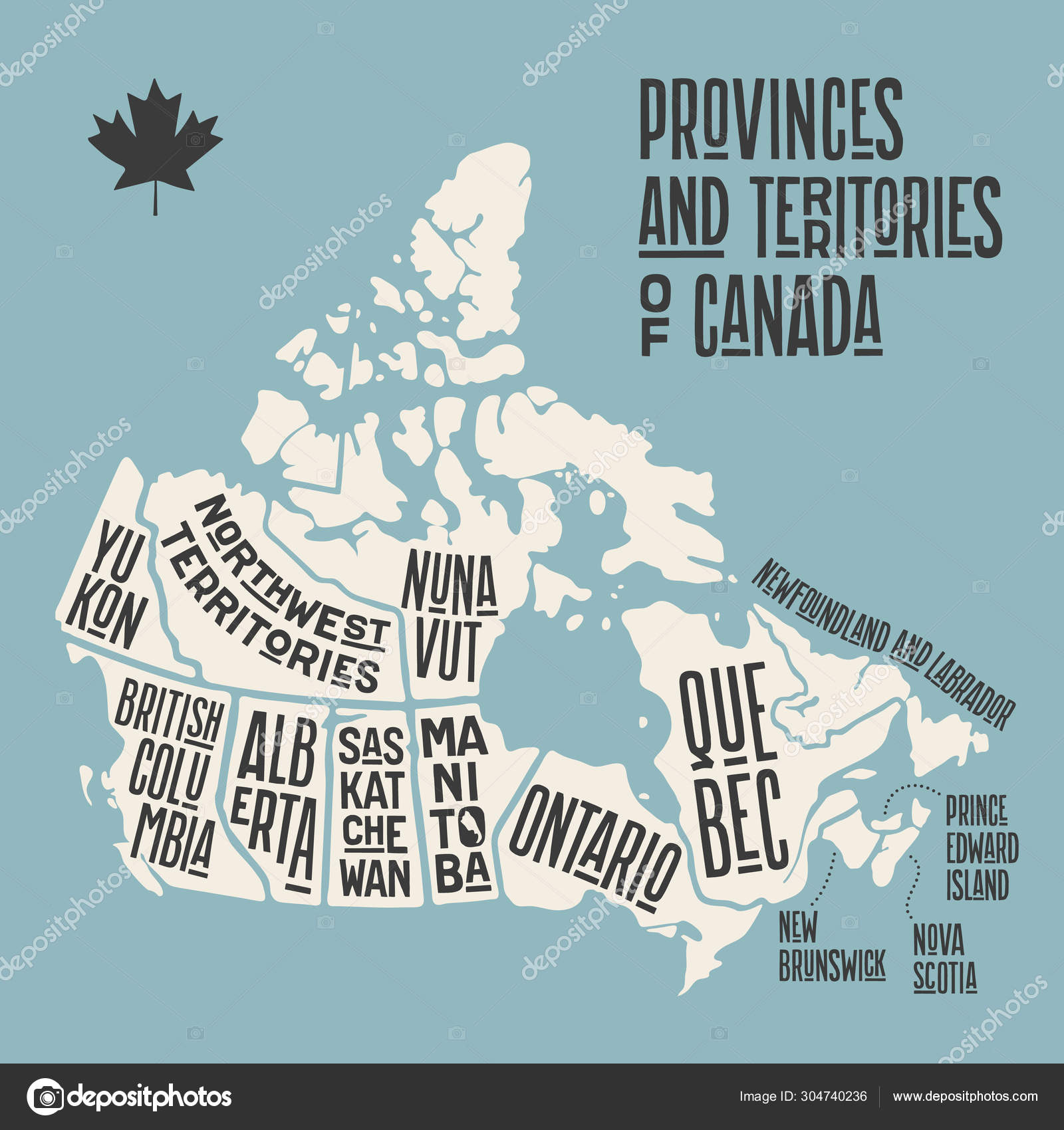 Provinz In Kanada Mit 8 Buchstaben Karte Kanada Posterkarte Der Provinzen Und Territorien Kanadas Schwarz