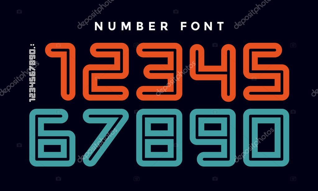 Numbers Font Sport Font With Numbers And Numeric Geometric Regular Extra Bold Rounded Outline Numbers Strong Sport Font For Design Creative Typographic Poster Vector Illustration Premium Vector In Adobe Illustrator Ai